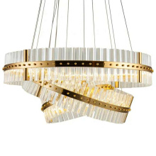 Lámpara de araña de cristal led de lujo moderna europea decorativa de gran vestíbulo de hotel dorado de ahorro de energía